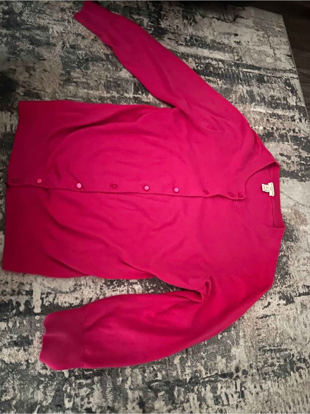 J. Crew Bright Fuchsia Button-Up Crewneck Cardigan